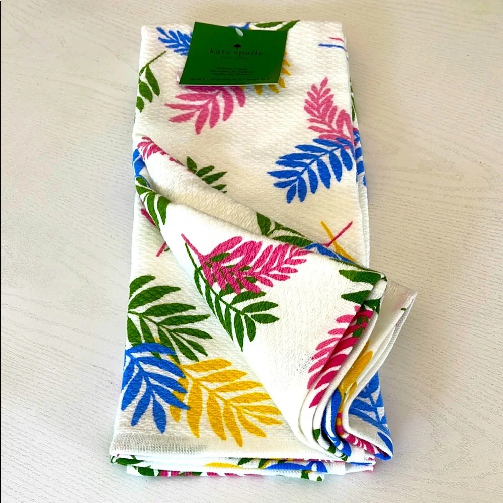 Kate Spade Multicolor Leaf Pattern Towel Set of 2